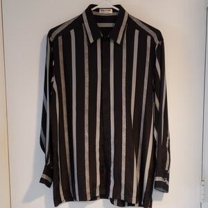 Loris Azzaro Black and Gray Button Shirt.